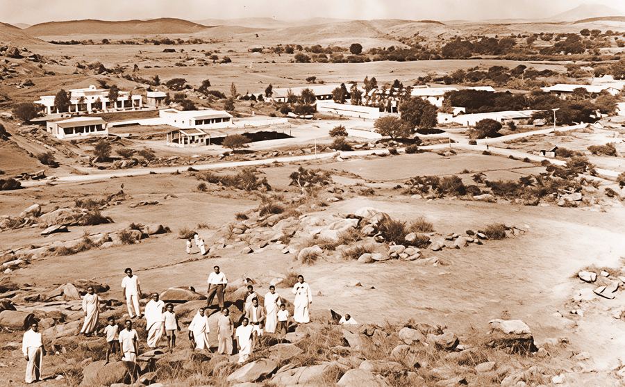 Aerial view of Puttaparthi 1956