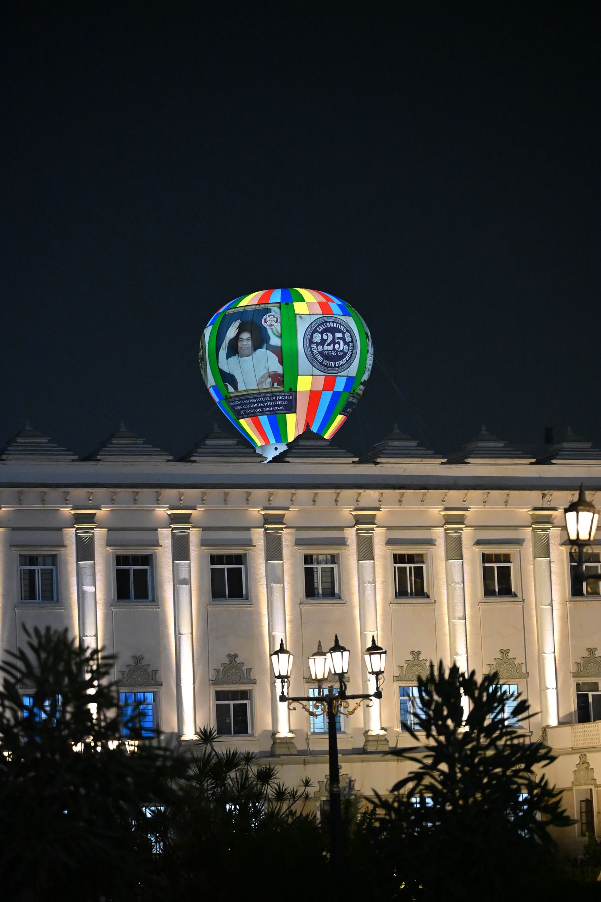 Close view of the commemorative inflatable on the rooftop
