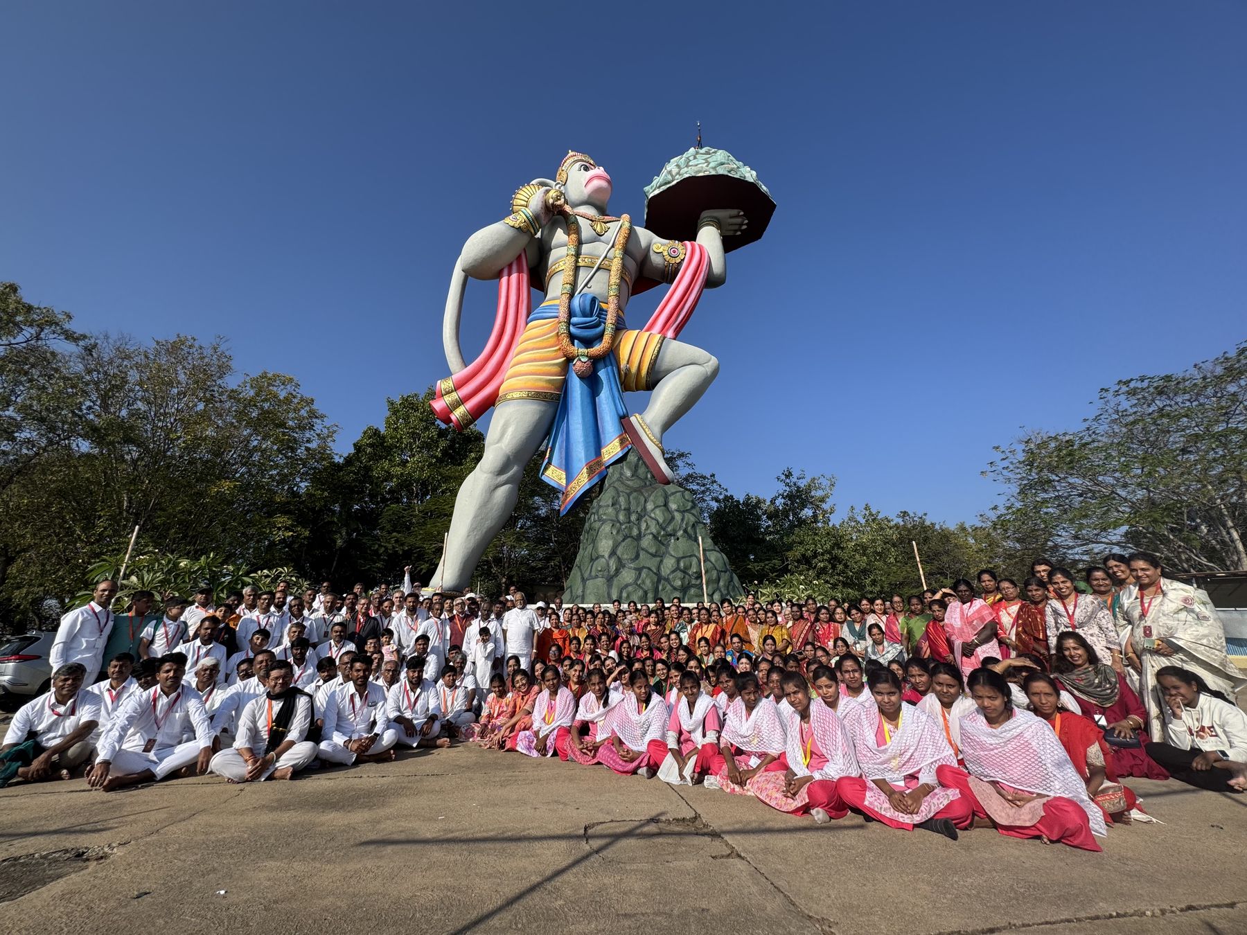 Staff group photo at the Hanuman statue