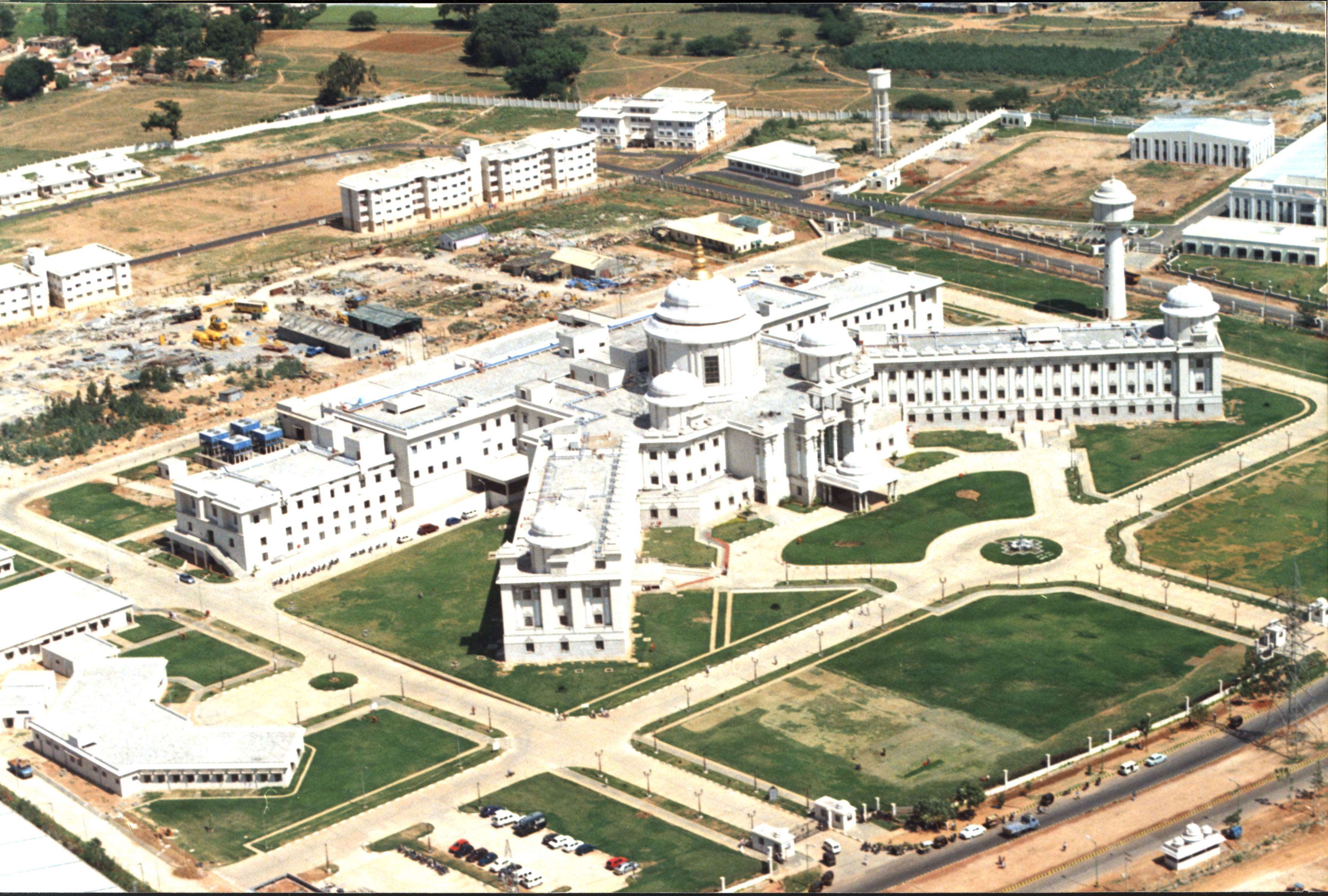 Aerial view of the hospital campus