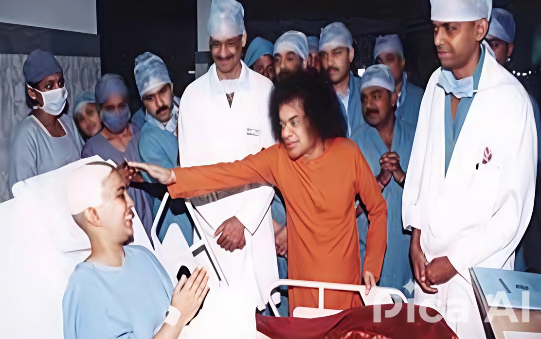 Bhagawan blessing a patient