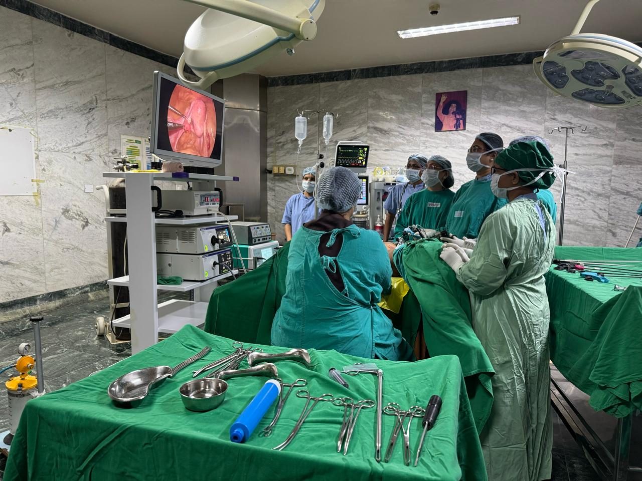Gynaecology OT with laparoscopy set-up