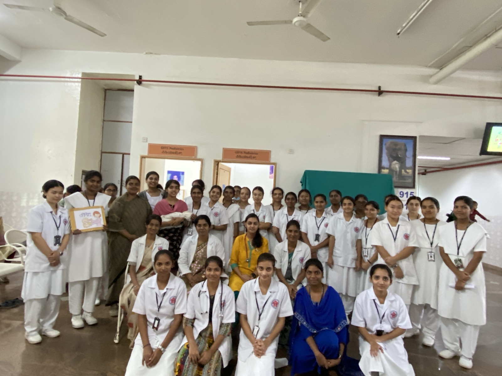 Nursing students and faculty in the Paediatrics OPD during Immunisation Week
