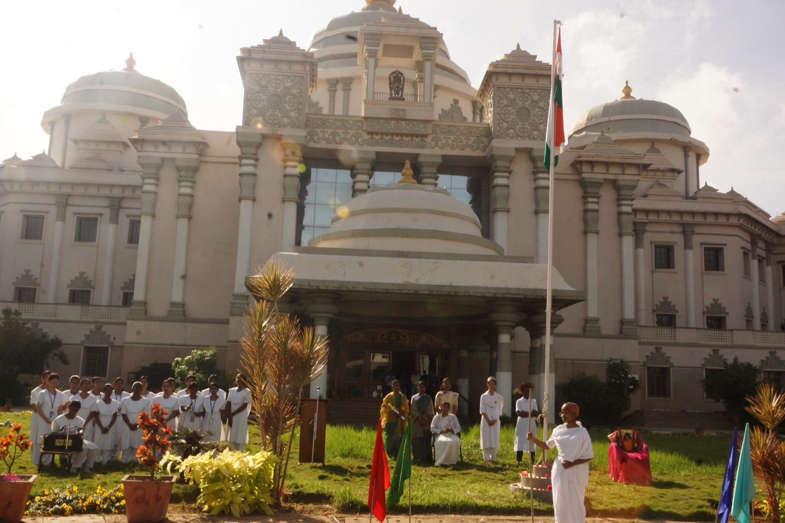 Independence Day flag hoisting in front of the hospital